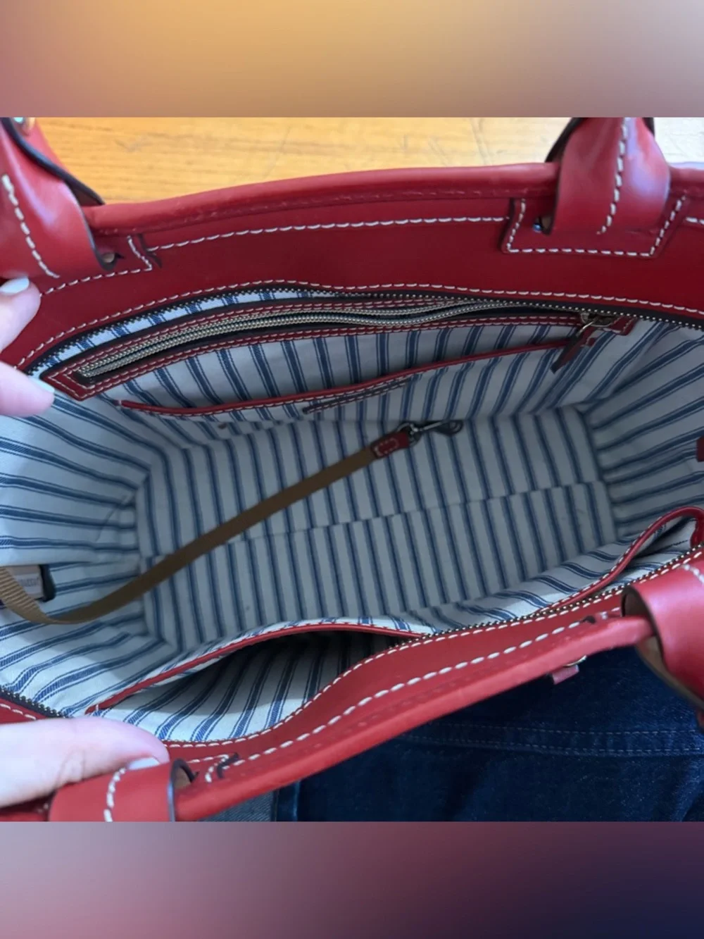 Dooney & Bourke Beacon Ziptop Smooth Leather Red Tote